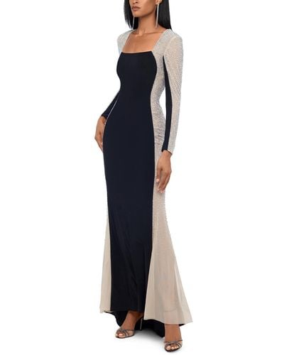 Xscape Embellished Colorblocked Gown - Blue