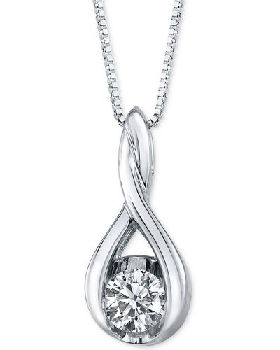 Sirena Diamond Twist Pendant Necklace - Metallic