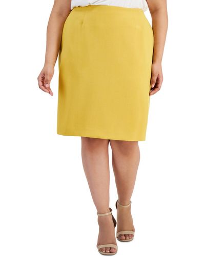 Kasper Plus Size Pencil Skirt - Yellow