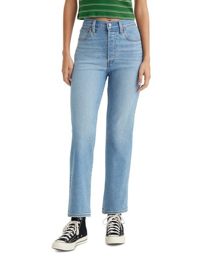 Levi's Ribcage Ultra High Rise Straight Ankle Jeans - Blue