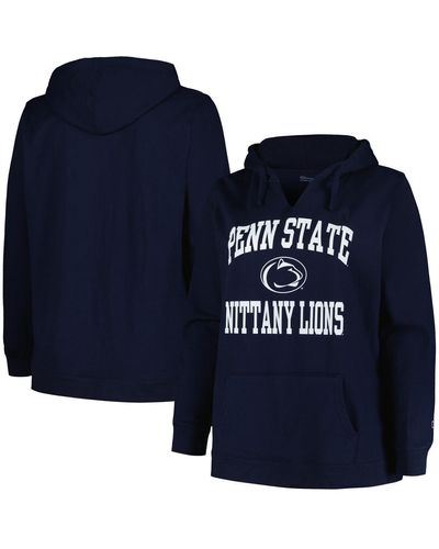 Champion Penn State Nittany Lions Plus Size Heart And Soul Notch Neck Pullover Hoodie - Blue