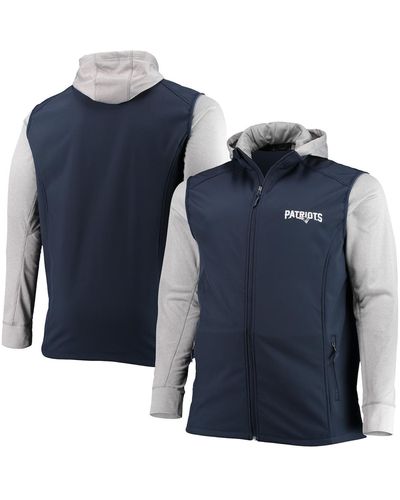 Dunbrooke Navy And Gray New England Patriots Big And Tall Alpha Full-zip Hoodie Jacket - Blue