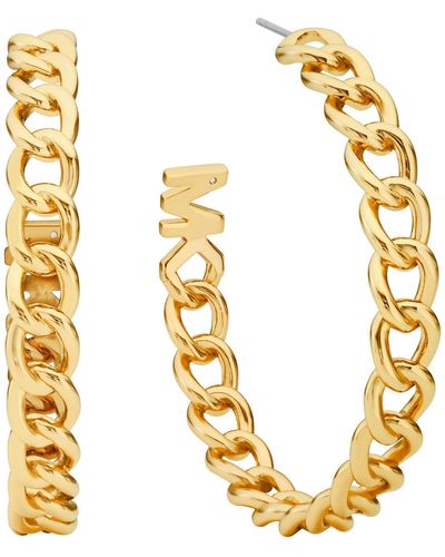 Michael Kors Mk Precious Metal-Plated Brass Curb Link Hoop Earrings - Metallic