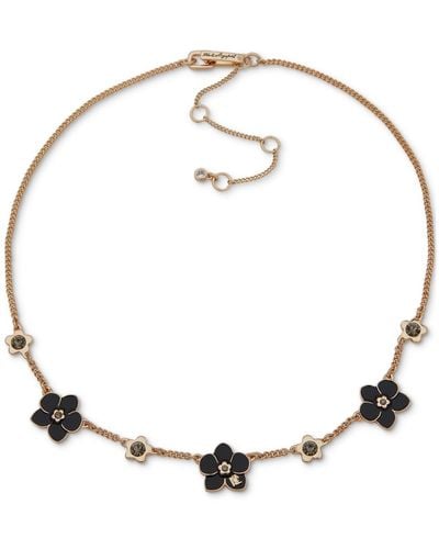 Karl Lagerfeld Gold-tone Flower Frontal Necklace - Metallic