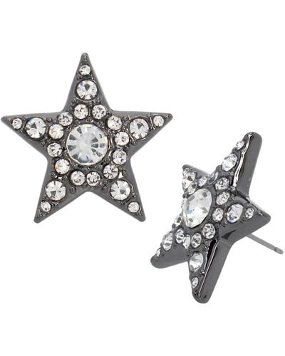 Betsey Johnson Faux Stone Pave Star Button Earrings - Metallic