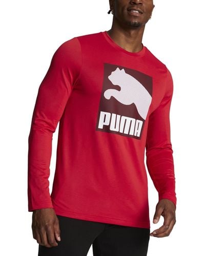PUMA All In Regular-fit Logo Graphic Long-sleeve T-shirt - Red