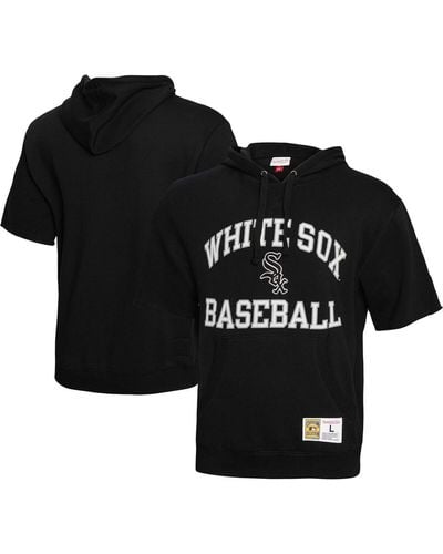 Mitchell & Ness Chicago White Sox Cooperstown Collection Washed Fleece Pullover Short Sleeve Hoodie - Black
