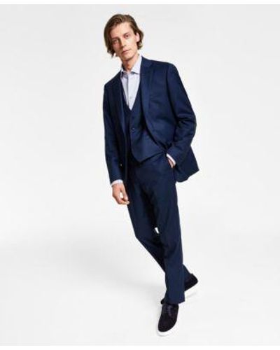 Calvin Klein Slim Fit Wool Blend Stretch Suit Separates - Blue