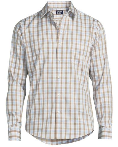 Lands' End Traditional Fit Long Sleeve Travel Kit Shirt - White