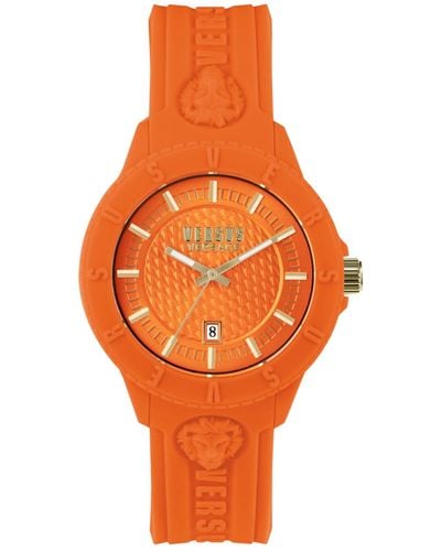Versus 3 Hand Date Quartz Tokyo Silicone Watch - Orange