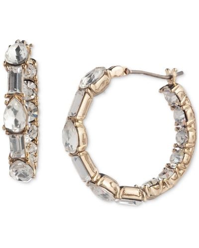 Givenchy Small Baguette & Pear-shape Crystal Hoop Earrings - Metallic