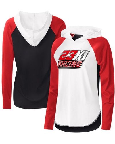 G-III 4Her by Carl Banks White And Red 23xi Racing Triple-a Long Sleeve Hoodie T-shirt