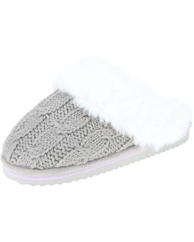Izod Demi Cable Knit Scuff Slippers - White