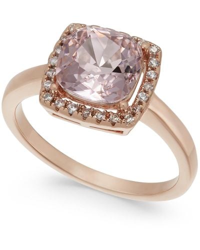 Charter Club Pave & Crystal Stone Square Halo 18k Plate - Pink