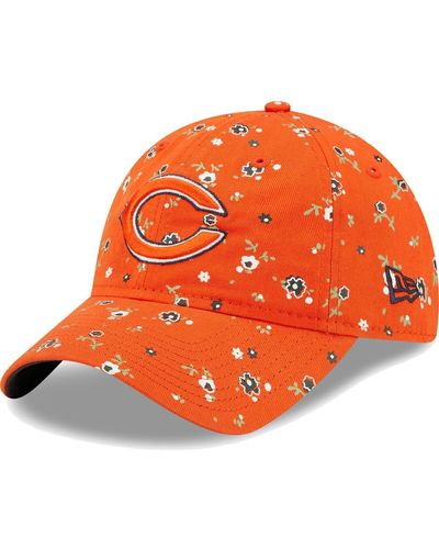 KTZ Chicago Bears Floral 9twenty Adjustable Hat - Orange