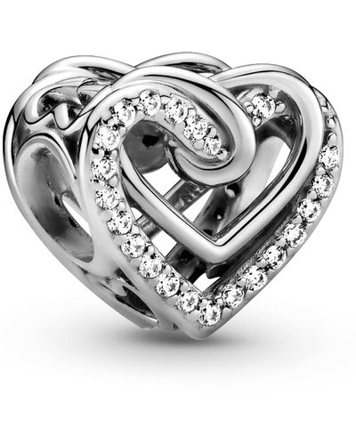 PANDORA Cubic Zirconia Sparkling Entwined Hearts Charm - Gray