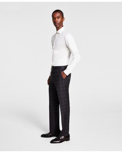 Michael Kors Plaid Classic-fit Wool-blend Stretch Suit Separate Pants - White