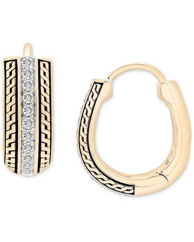 Macy's Diamond Thick Hoop Earrings (1/4 Ct. T.w. - Metallic