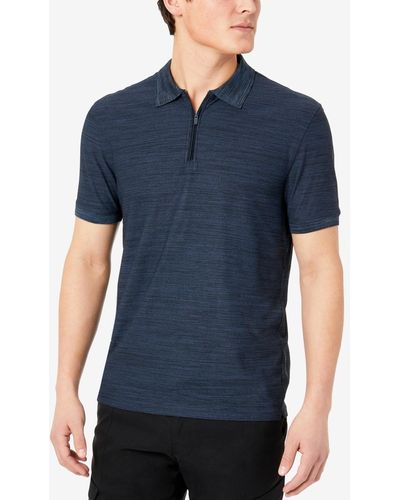 Kenneth Cole Performance Knit Zip Polo - Blue