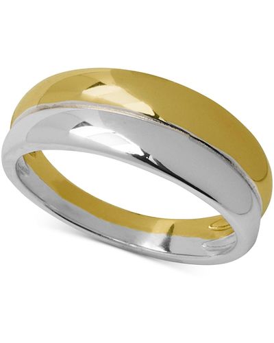 Giani Bernini Polished Double Row Two-tone Band In Sterling Silver & 18k Gold-plate, Created For Macy's - Metallic