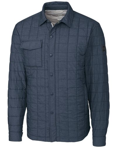 Cutter & Buck Rainier Quilted Snap-front Shirt Jacket - Blue