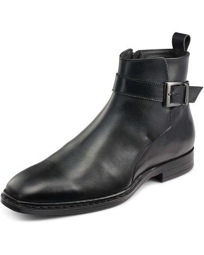 Karl Lagerfeld Leather Side-zip Buckle Boots - Black