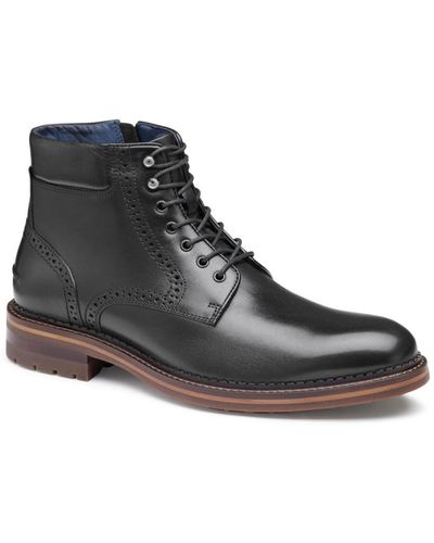 Johnston & Murphy Connelly Leather Plain Toe Boots - Black
