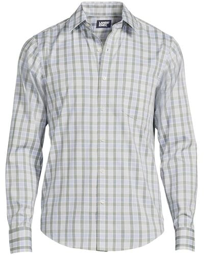 Lands' End Traditional Fit Long Sleeve Travel Kit Shirt - Gray