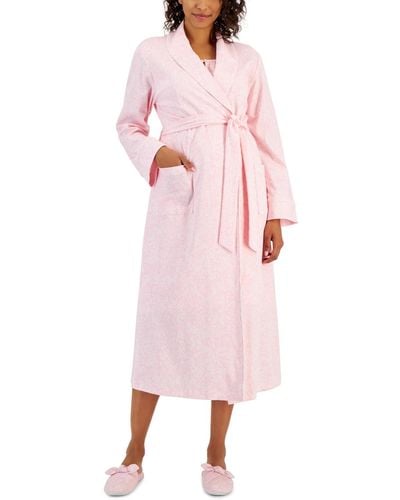Charter Club Cotton Floral Belted Robe - Pink