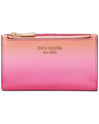 Kate Spade Morgan Ombre Leather Small Slim Bifold Wallet - Pink