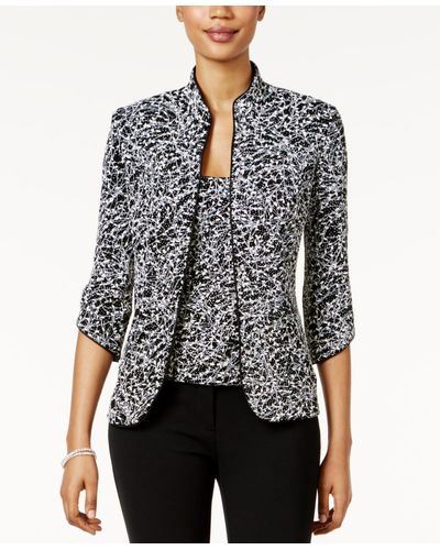 Alex Evenings Printed Jacket And Top Set - Blue