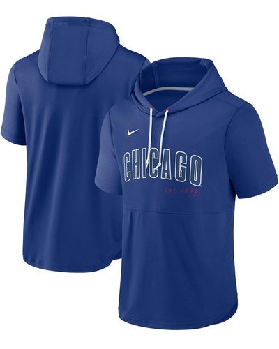 Nike Chicago Cubs Springer Short Sleeve Team Pullover Hoodie - Blue
