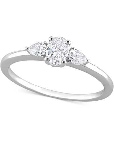 Macy's Diamond Oval- & Pear-cut Three Stone Engagement Ring (1/2 Ct. T.w. - White