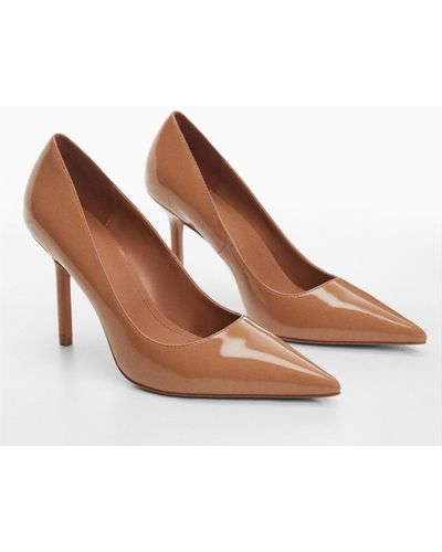Mango Leather-effect Heeled Shoes - Brown