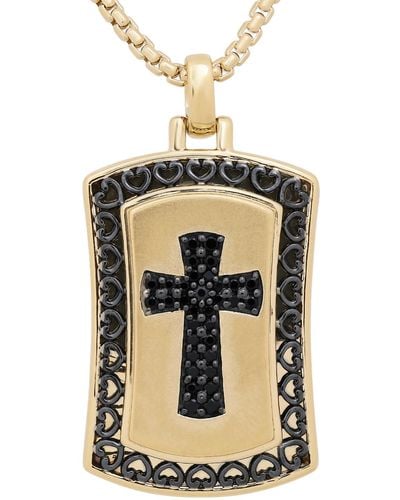 Macy's Black Diamond Cross Dog Tag 22" Pendant Necklace (1/4 Ct. T.w. - Metallic
