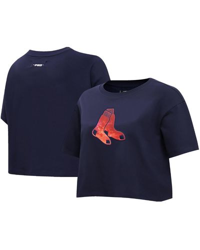 Pro Standard Boston Red Sox Painted Sky Boxy Cropped T-shirt - Blue