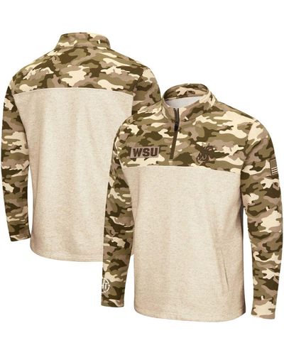 Men's Colosseum Oatmeal Boston College Eagles OHT Military Appreciation  Desert Camo Raglan Long Sleeve T-Shirt