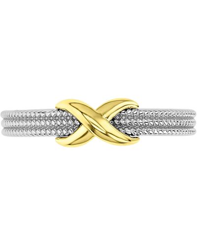 Macy's Milgrain Bead X Statement Ring - Metallic