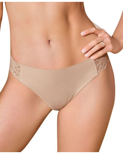 Leonisa Lace Side Seamless Thong Panty - Natural