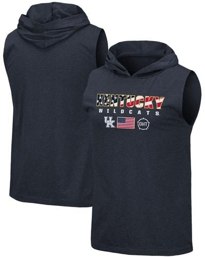 Colosseum Athletics Kentucky Wildcats Oht Military-inspired Appreciation Americana Hoodie Sleeveless T-shirt - Blue
