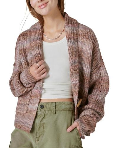 Lucky Brand Striped toggle-front Cardigan - Brown