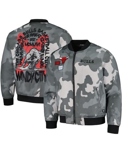 The Wild Collective And Chicago Bulls 2023/24 City Edition Camo Bomber Full-zip Jacket - Gray