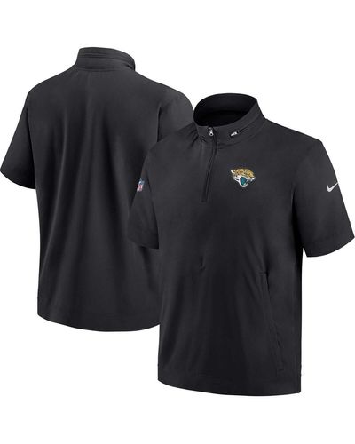 Nike Jacksonville Jaguars Sideline Coach Short Sleeve Hoodie Quarter-zip Jacket - Black