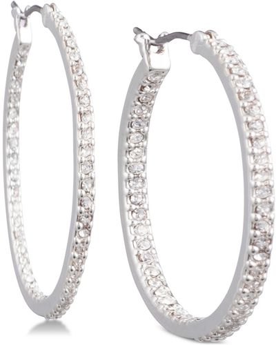 Lauren by Ralph Lauren Crystal In & Out Hoop Extra Small Earrings - White
