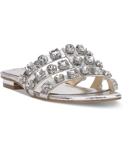 Jessica Simpson Detta Crystal Embellished Slide Sandals - White