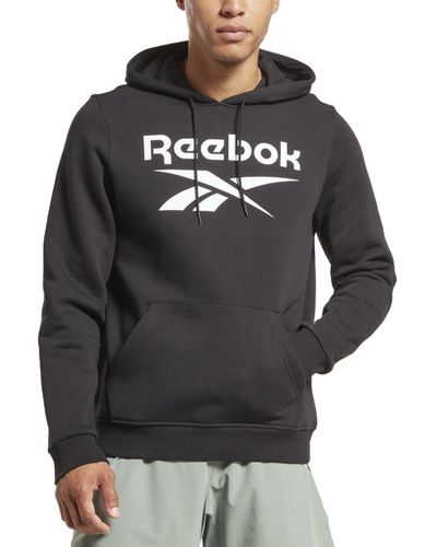 Reebok Identity Classic-fit Stacked Logo-print Fleece Hoodie - Gray