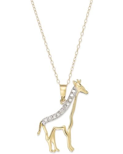 Macy's Diamond Giraffe Pendant Necklace - Metallic