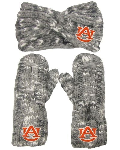 ZooZatZ Auburn Tigers Logo Marled Headband And Mitten Set - Gray