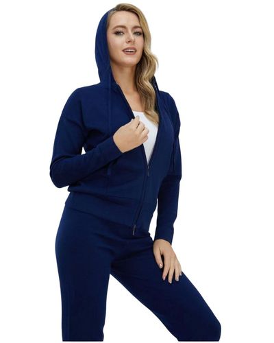 Bellemere New York Sporty Cotton Cashmere Hoodie - Blue