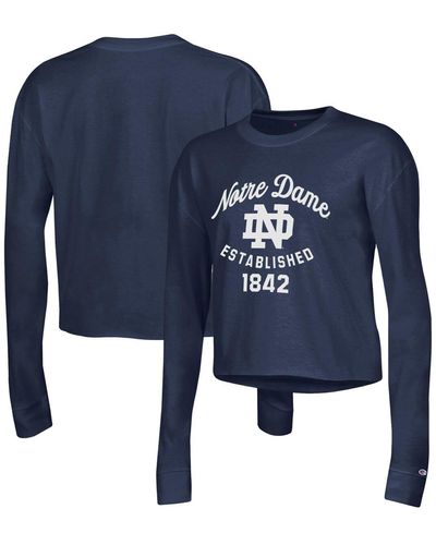 Champion Notre Dame Fighting Irish Boyfriend Cropped Long Sleeve T-shirt - Blue